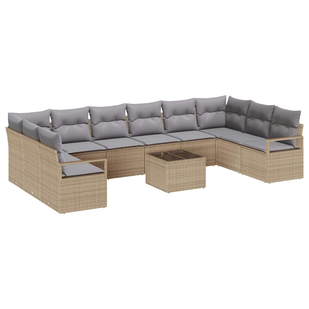 Garten-Sofa-Set mit Kissen mit Speicher 11 pcs Beige, Hellgrau