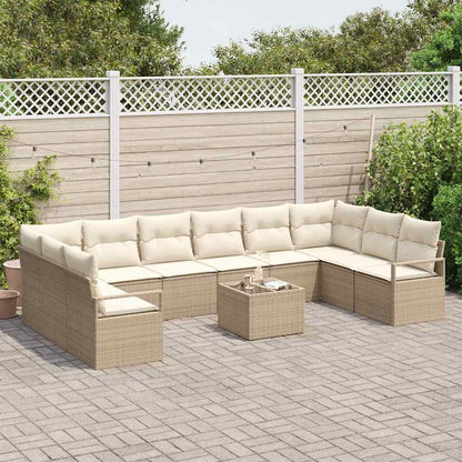 Garten-Sofa-Set mit Kissen mit Speicher 11 pcs Beige, Creme