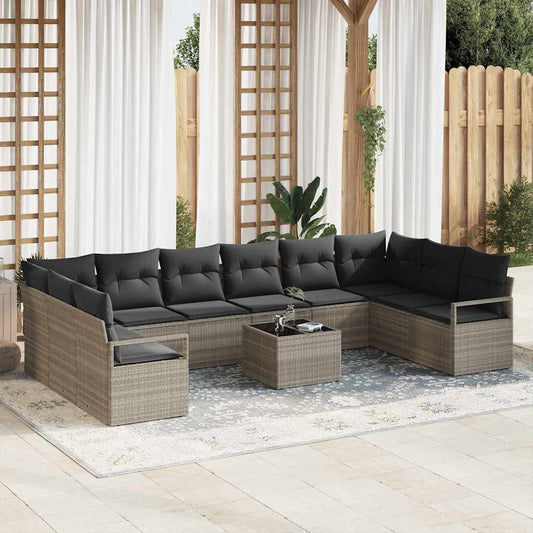 Garten-Sofa-Set mit Kissen mit Speicher 11 pcs Hellgrau