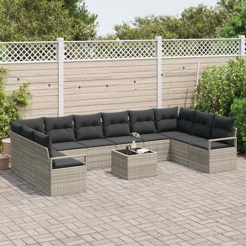 Garten-Sofa-Set mit Kissen mit Speicher 11 pcs Hellgrau
