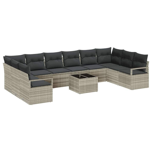 Garten-Sofa-Set mit Kissen mit Speicher 11 pcs Hellgrau