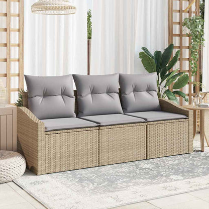 Garten-Sofa-Set mit Kissen mit Speicher 3 pcs Beige, Hellgrau