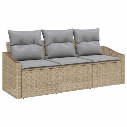 Garten-Sofa-Set mit Kissen mit Speicher 3 pcs Beige, Hellgrau
