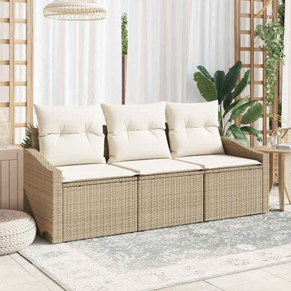 Garten-Sofa-Set mit Kissen mit Speicher 3 pcs Beige, Creme