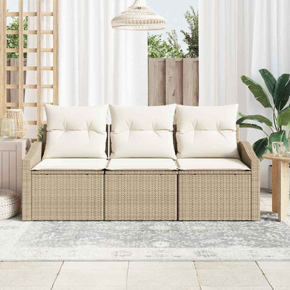 Garten-Sofa-Set mit Kissen mit Speicher 3 pcs Beige, Creme
