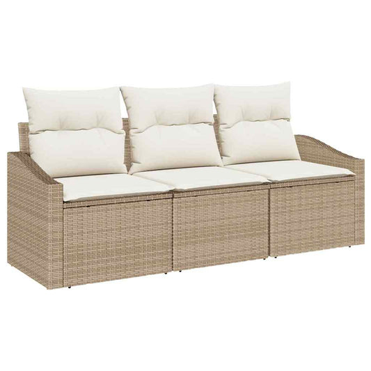 Garten-Sofa-Set mit Kissen mit Speicher 3 pcs Beige, Creme