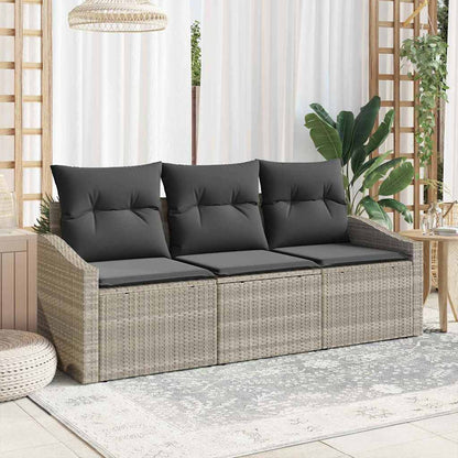 Garten-Sofa-Set mit Kissen mit Speicher 3 pcs Hellgrau