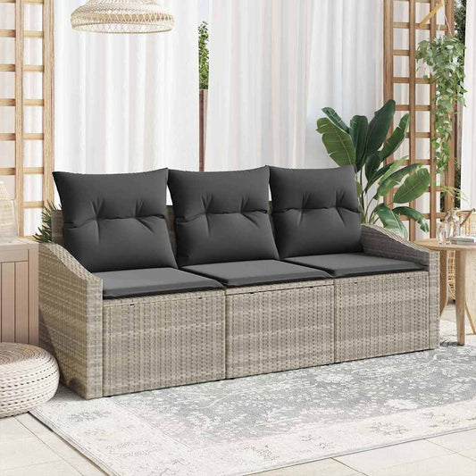 Garten-Sofa-Set mit Kissen mit Speicher 3 pcs Hellgrau