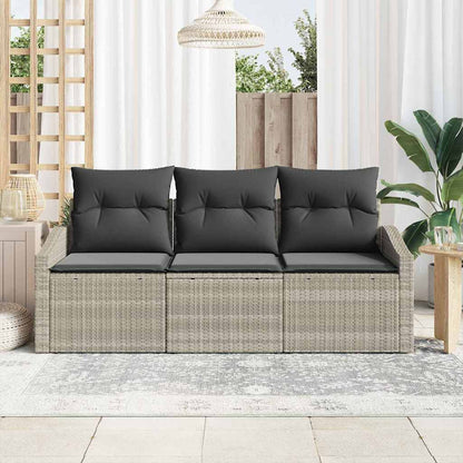 Garten-Sofa-Set mit Kissen mit Speicher 3 pcs Hellgrau