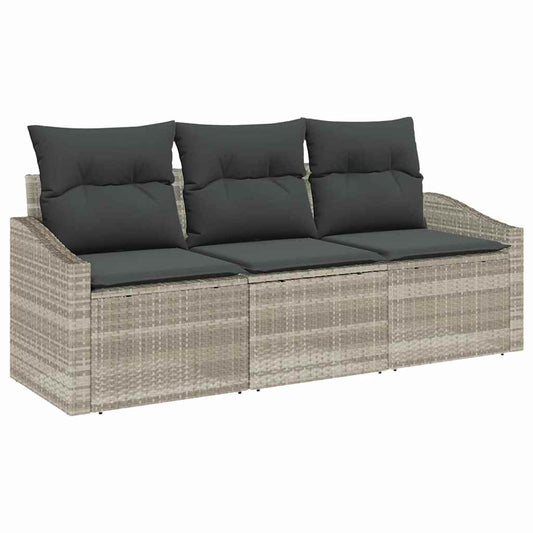 Garten-Sofa-Set mit Kissen mit Speicher 3 pcs Hellgrau