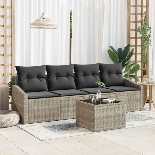 Garten-Sofa-Set 5 pcs Hellgrau, Dunkelgrau 55 x 55 x 37 cm