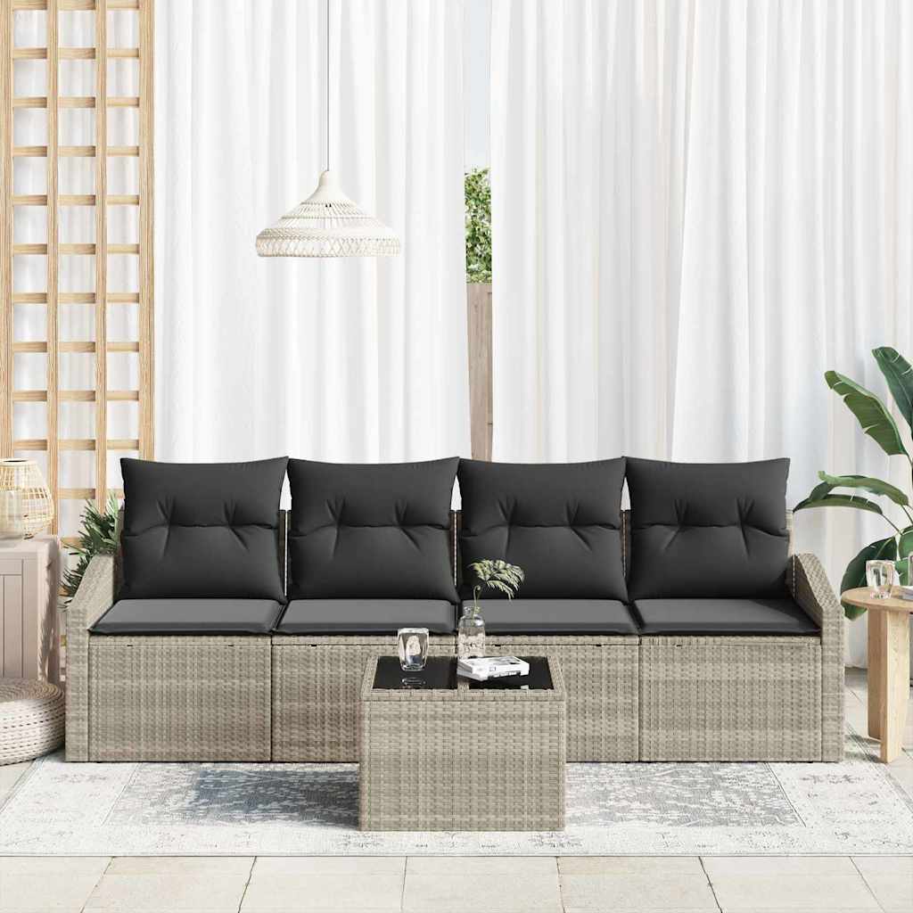 Garten-Sofa-Set 5 pcs Hellgrau, Dunkelgrau 55 x 55 x 37 cm