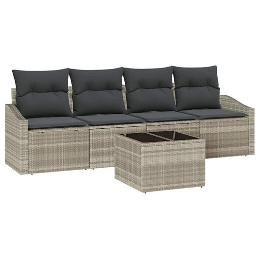 Garten-Sofa-Set 5 pcs Hellgrau, Dunkelgrau 55 x 55 x 37 cm