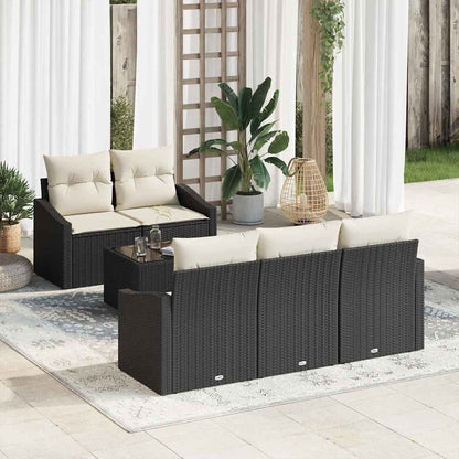 Garten-Sofa-Set 6 pcs Schwarz und Creme 55 x 55 x 37 cm