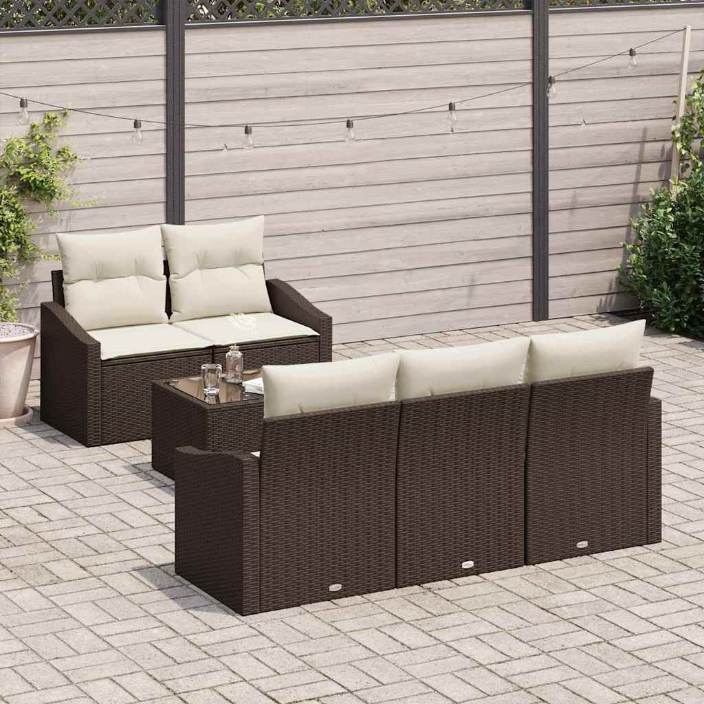 Garten-Sofa-Set 6 pcs Braun und Creme 55 x 55 x 37 cm
