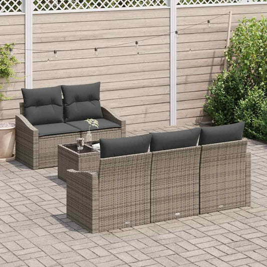 Garten-Sofa-Set mit Kissen Manuell 6 pcs Grau 55 x 55 x 37 cm