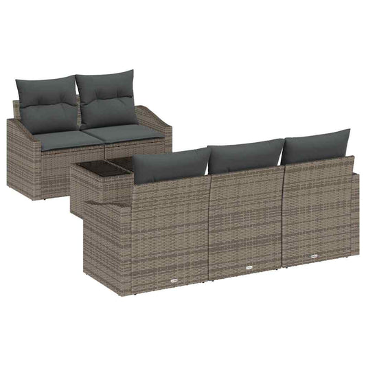 Garten-Sofa-Set mit Kissen Manuell 6 pcs Grau 55 x 55 x 37 cm