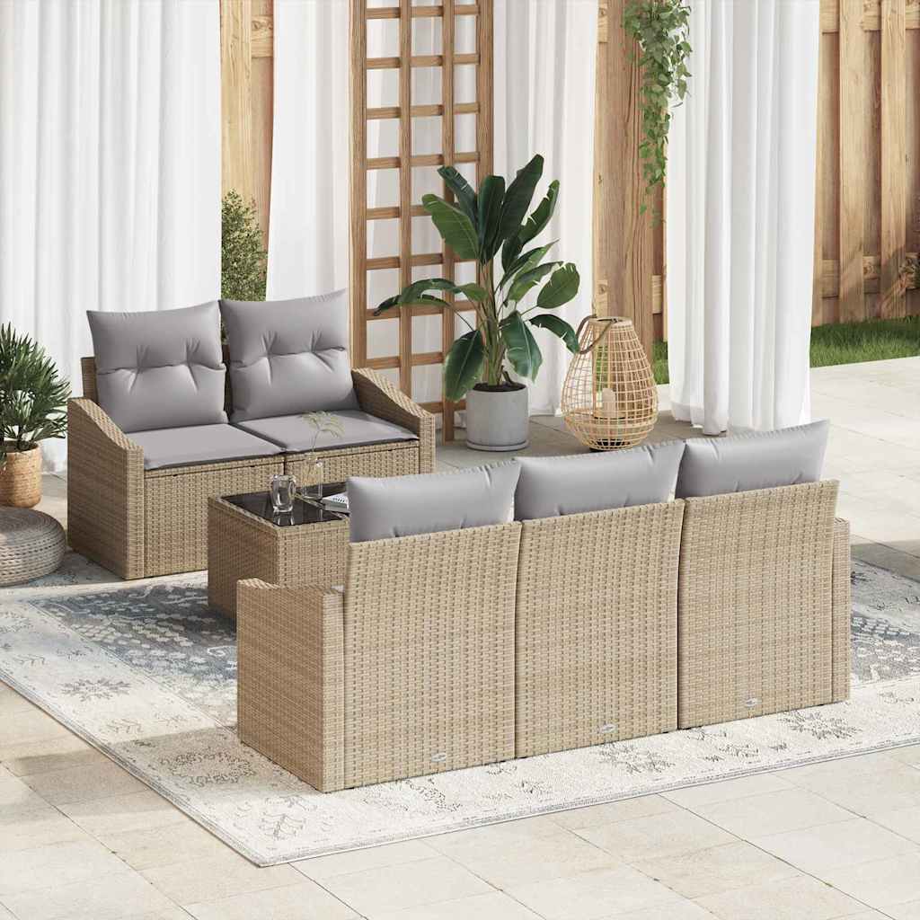 Garten-Sofa-Set mit Kissen 6 pcs Beige, Grau 55 x 55 x 37 cm