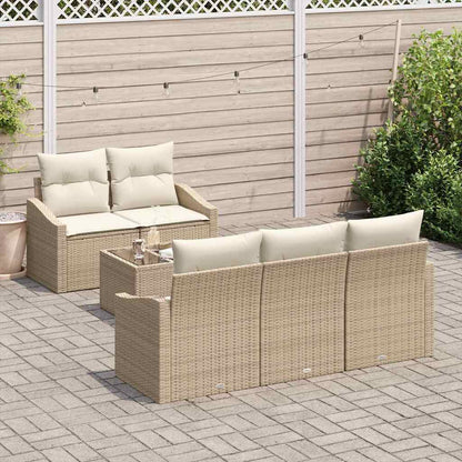 Garten-Sofa-Set mit Kissen 6 pcs Beige, Creme 55 x 55 x 37 cm