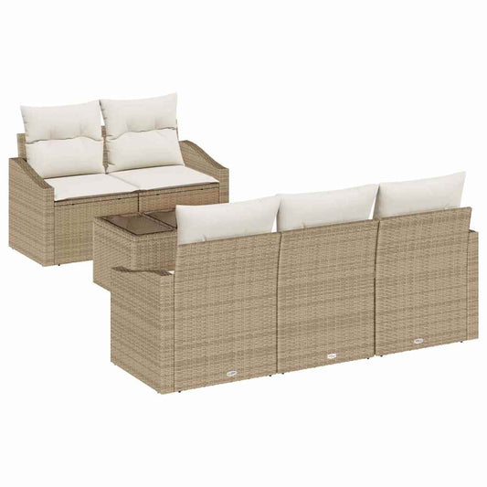 Garten-Sofa-Set mit Kissen 6 pcs Beige, Creme 55 x 55 x 37 cm