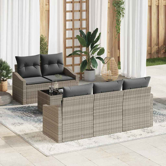 Garten-Sofa-Set 6 pcs Hellgrau, Dunkelgrau 55 x 55 x 37 cm