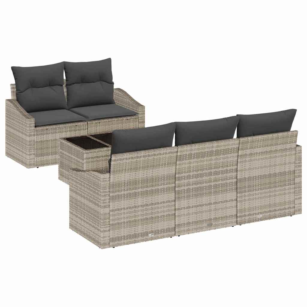Garten-Sofa-Set 6 pcs Hellgrau, Dunkelgrau 55 x 55 x 37 cm