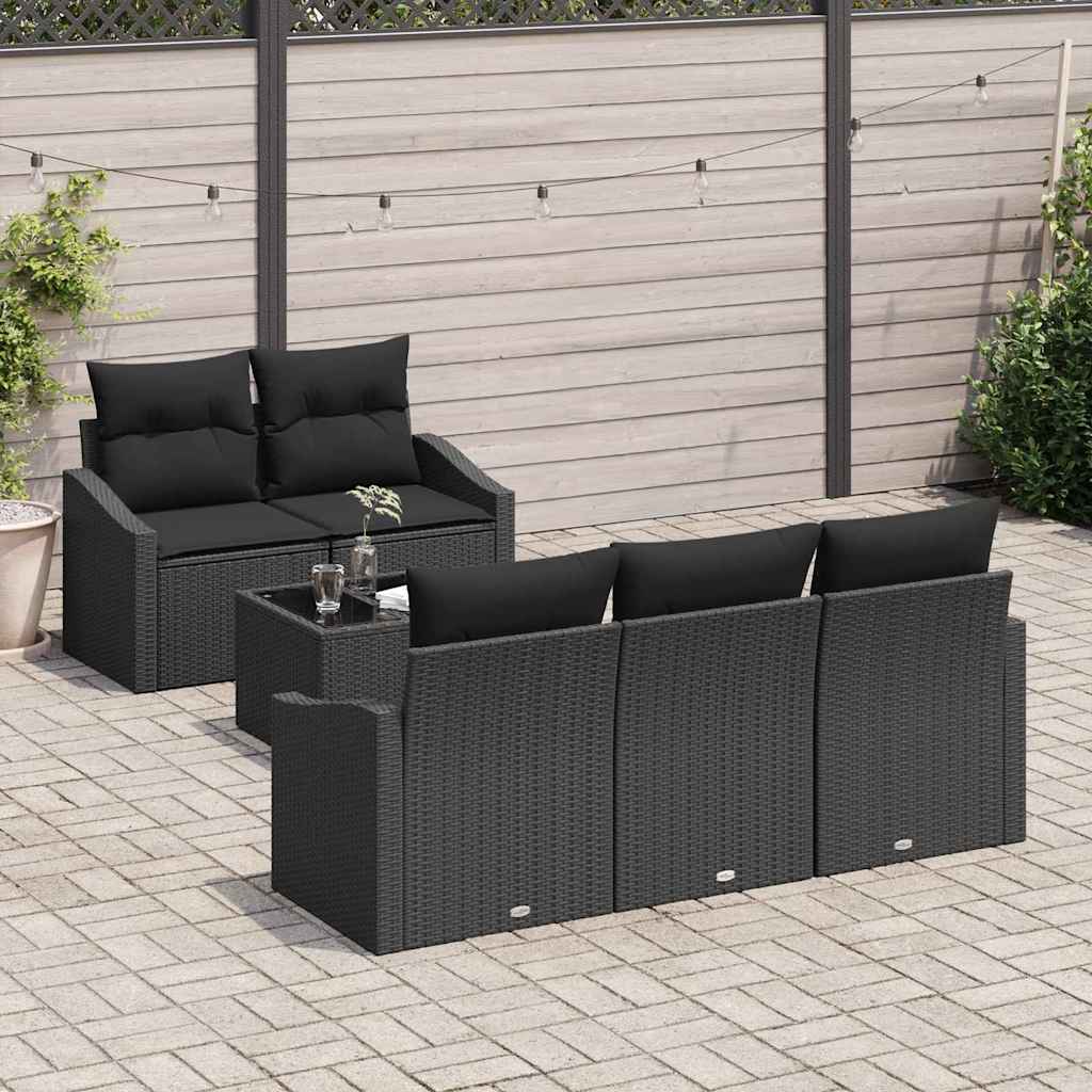 Garten-Sofa-Set mit Kissen 6 pcs Schwarz 55 x 55 x 37 cm