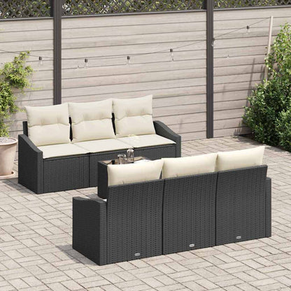 Garten-Sofa-Set 7 pcs Schwarz und Creme 55 x 55 x 37 cm