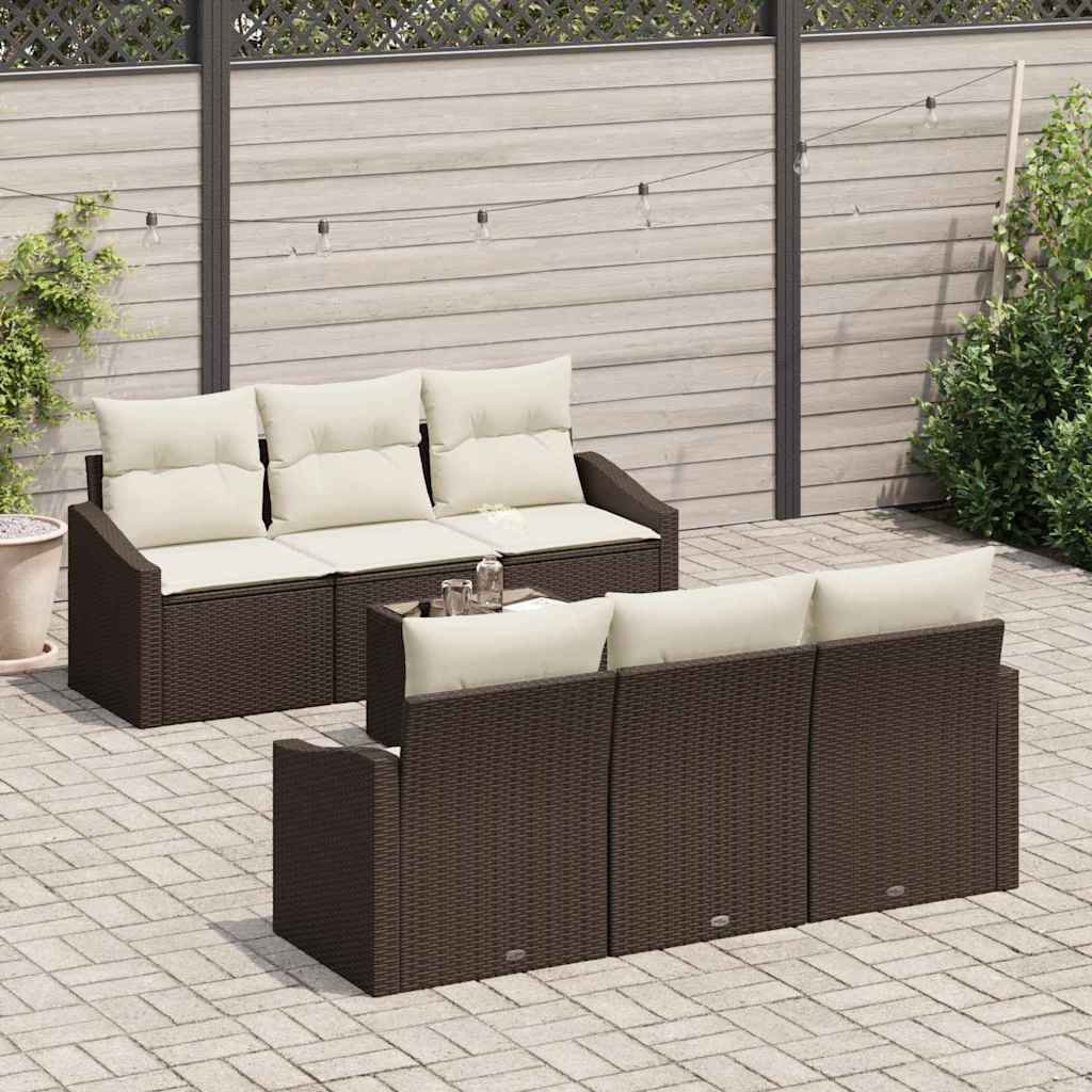 Garten-Sofa-Set 7 pcs Braun und Creme 55 x 55 x 37 cm