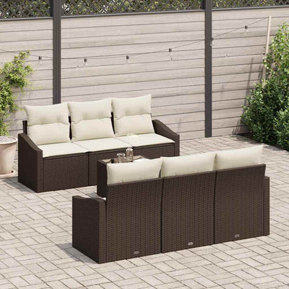 Garten-Sofa-Set 7 pcs Braun und Creme 55 x 55 x 37 cm
