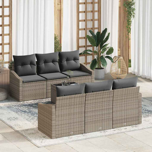 Garten-Sofa-Set mit Kissen 7 pcs Grau 55 x 55 x 37 cm