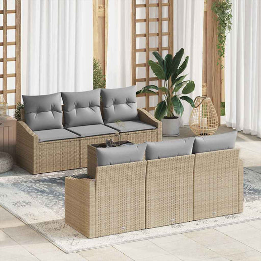 Garten-Sofa-Set mit Kissen 7 pcs Beige, Grau 55 x 55 x 37 cm