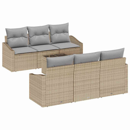 Garten-Sofa-Set mit Kissen 7 pcs Beige, Grau 55 x 55 x 37 cm