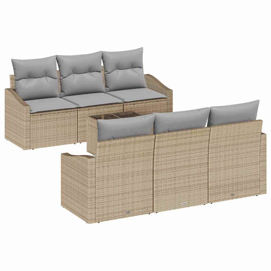 Garten-Sofa-Set mit Kissen 7 pcs Beige, Grau 55 x 55 x 37 cm