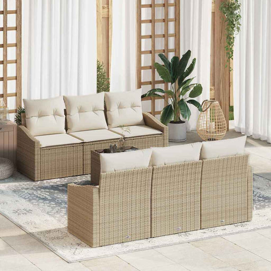 Garten-Sofa-Set mit Kissen 7 pcs Beige, Creme 55 x 55 x 37 cm
