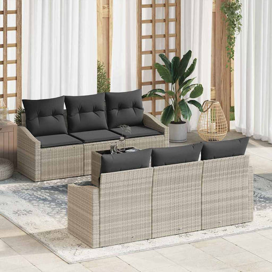 Garten-Sofa-Set mit Kissen 7 pcs Hellgrau 55 x 55 x 37 cm