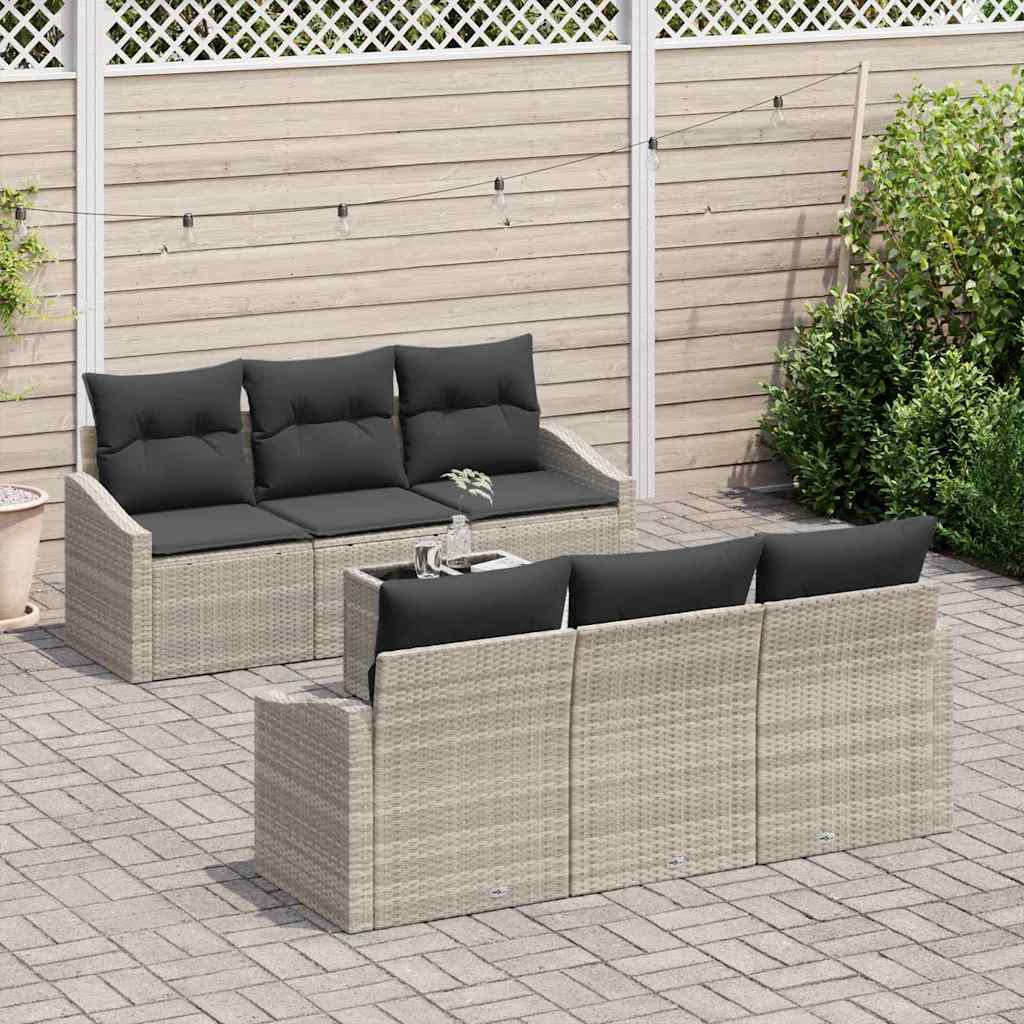 Garten-Sofa-Set mit Kissen 7 pcs Hellgrau 55 x 55 x 37 cm