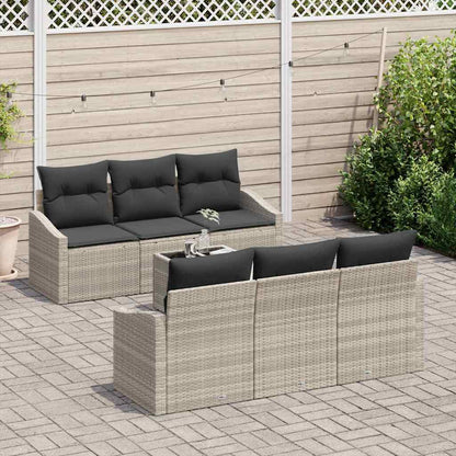 Garten-Sofa-Set mit Kissen 7 pcs Hellgrau 55 x 55 x 37 cm