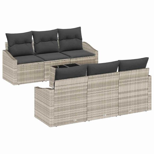 Garten-Sofa-Set mit Kissen 7 pcs Hellgrau 55 x 55 x 37 cm
