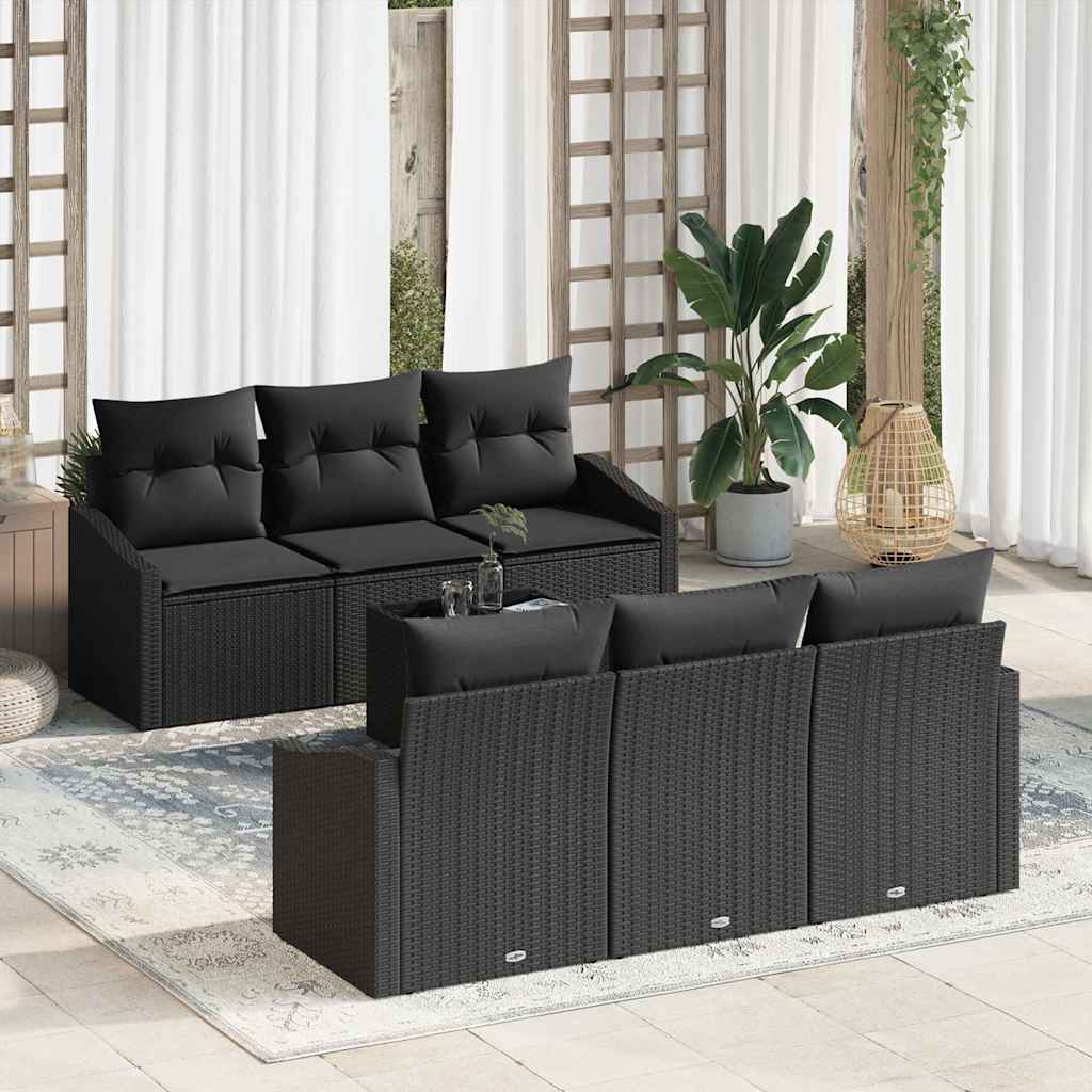 Garten-Sofa-Set mit Kissen 7 pcs Schwarz 55 x 55 x 37 cm