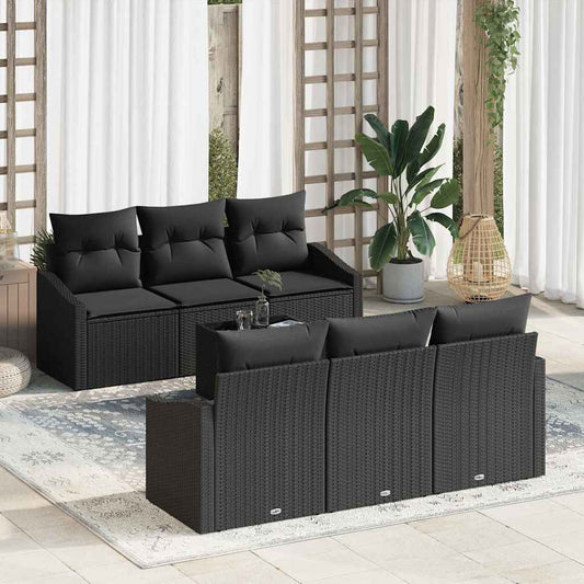 Garten-Sofa-Set mit Kissen 7 pcs Schwarz 55 x 55 x 37 cm
