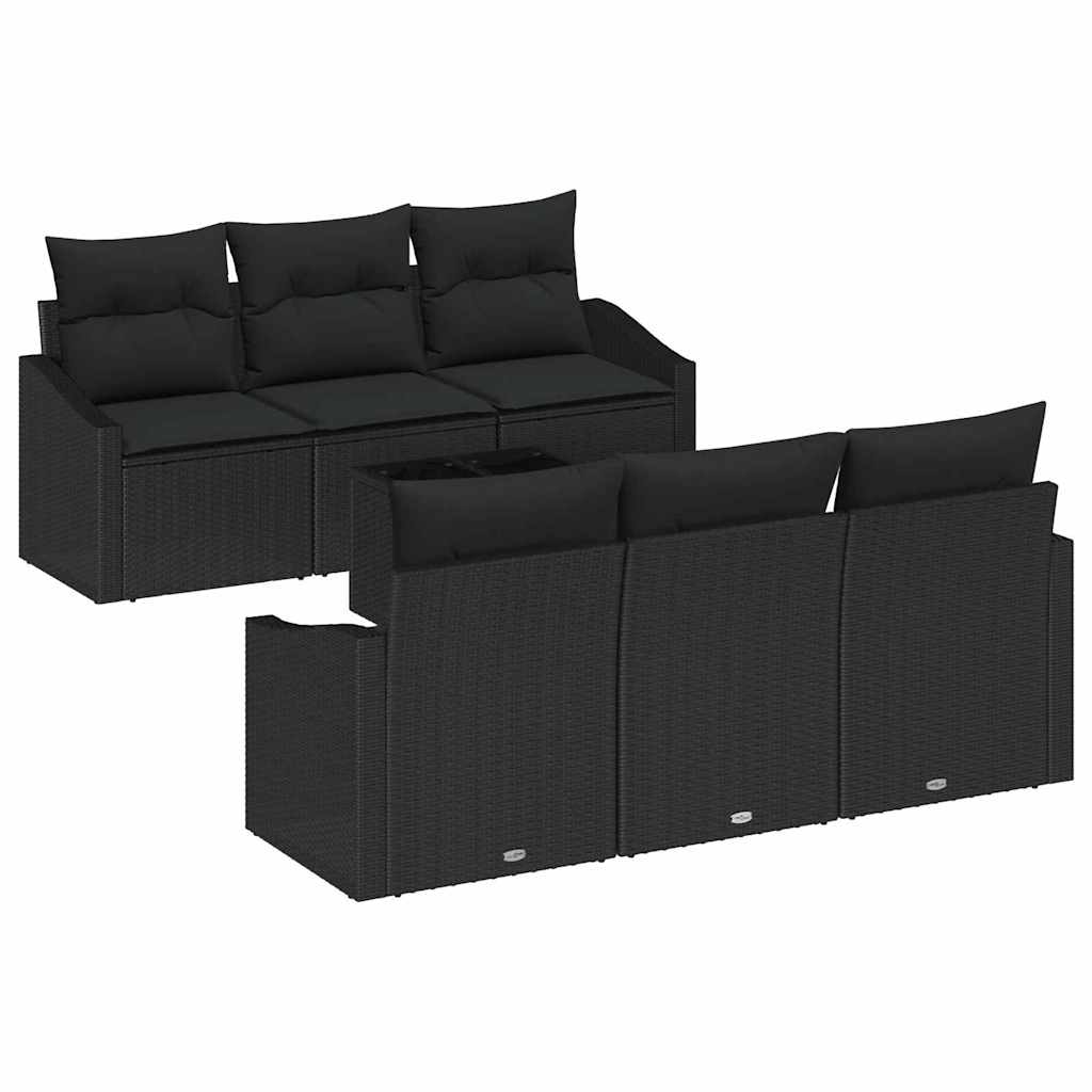 Garten-Sofa-Set mit Kissen 7 pcs Schwarz 55 x 55 x 37 cm