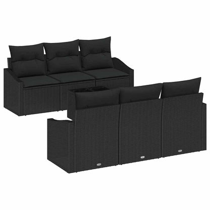 Garten-Sofa-Set mit Kissen 7 pcs Schwarz 55 x 55 x 37 cm
