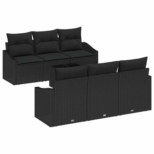 Garten-Sofa-Set mit Kissen 7 pcs Schwarz 55 x 55 x 37 cm