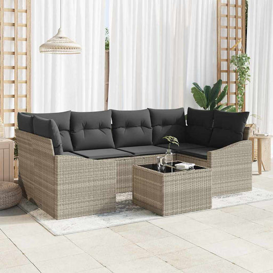 Garten-Sofa-Set 7 pcs Hellgrau, Dunkelgrau 55 x 55 x 37 cm