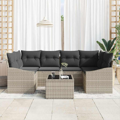 Garten-Sofa-Set 7 pcs Hellgrau, Dunkelgrau 55 x 55 x 37 cm