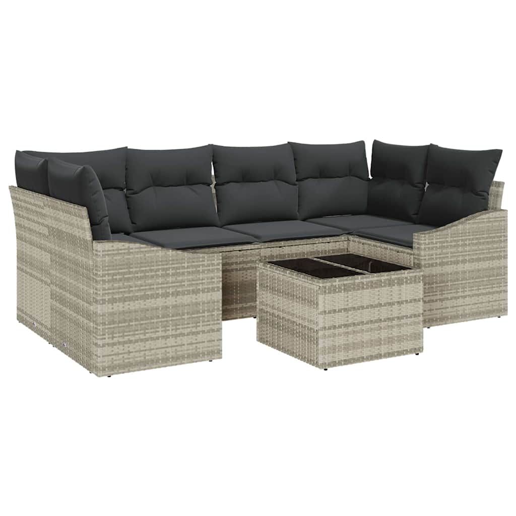 Garten-Sofa-Set 7 pcs Hellgrau, Dunkelgrau 55 x 55 x 37 cm