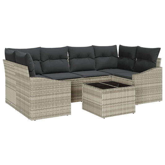 Garten-Sofa-Set 7 pcs Hellgrau, Dunkelgrau 55 x 55 x 37 cm