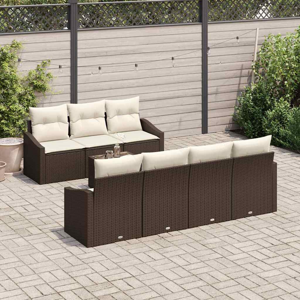 Garten-Sofa-Set 8 pcs Braun und Creme 55 x 55 x 37 cm