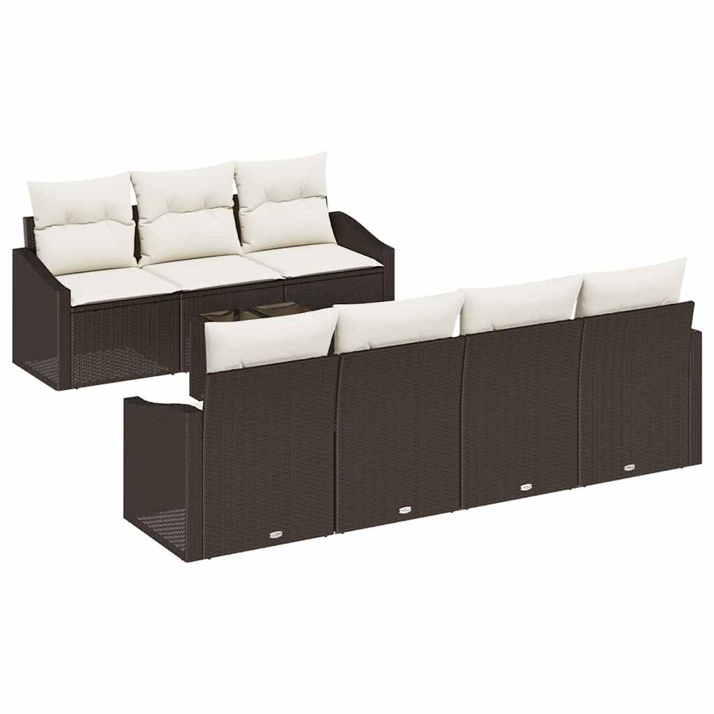 Garten-Sofa-Set 8 pcs Braun und Creme 55 x 55 x 37 cm
